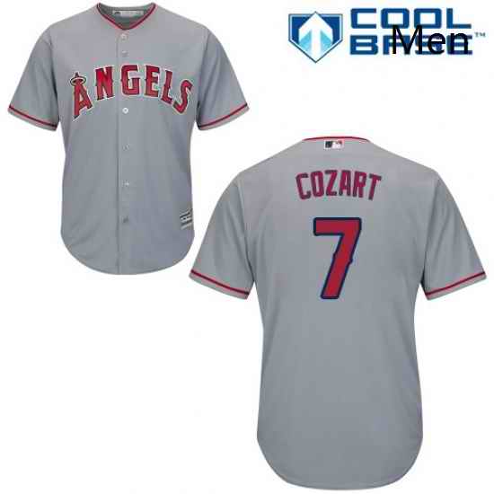Mens Majestic Los Angeles Angels of Anaheim 7 Zack Cozart Replica Grey Road Cool Base MLB Jersey